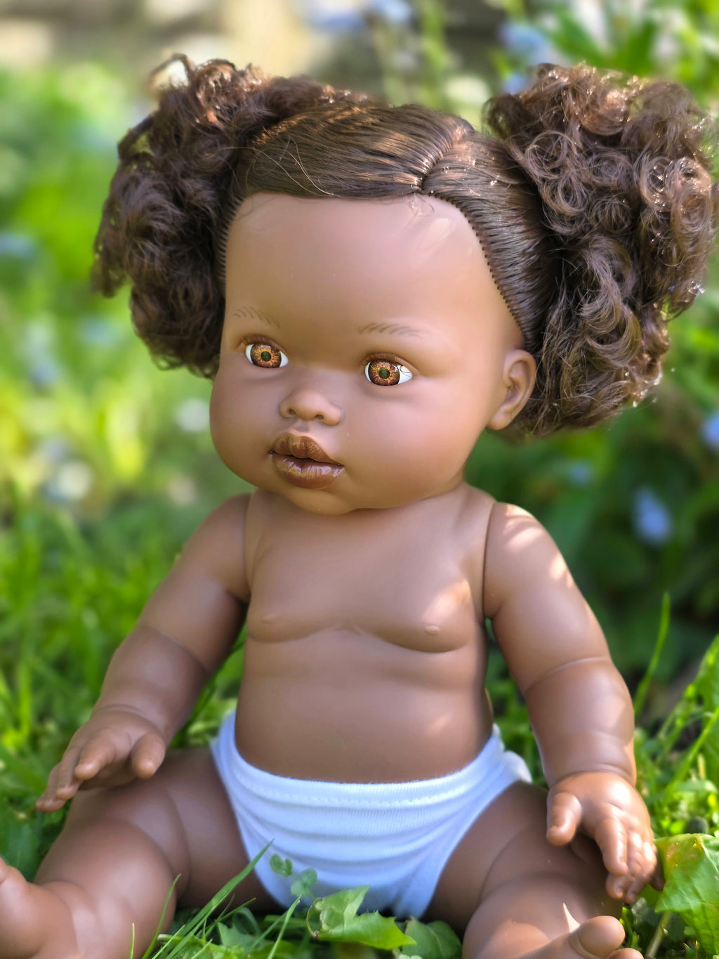 Mini Colettos, Jedda (African Girl Doll with Brown Eyes & Pigtails)