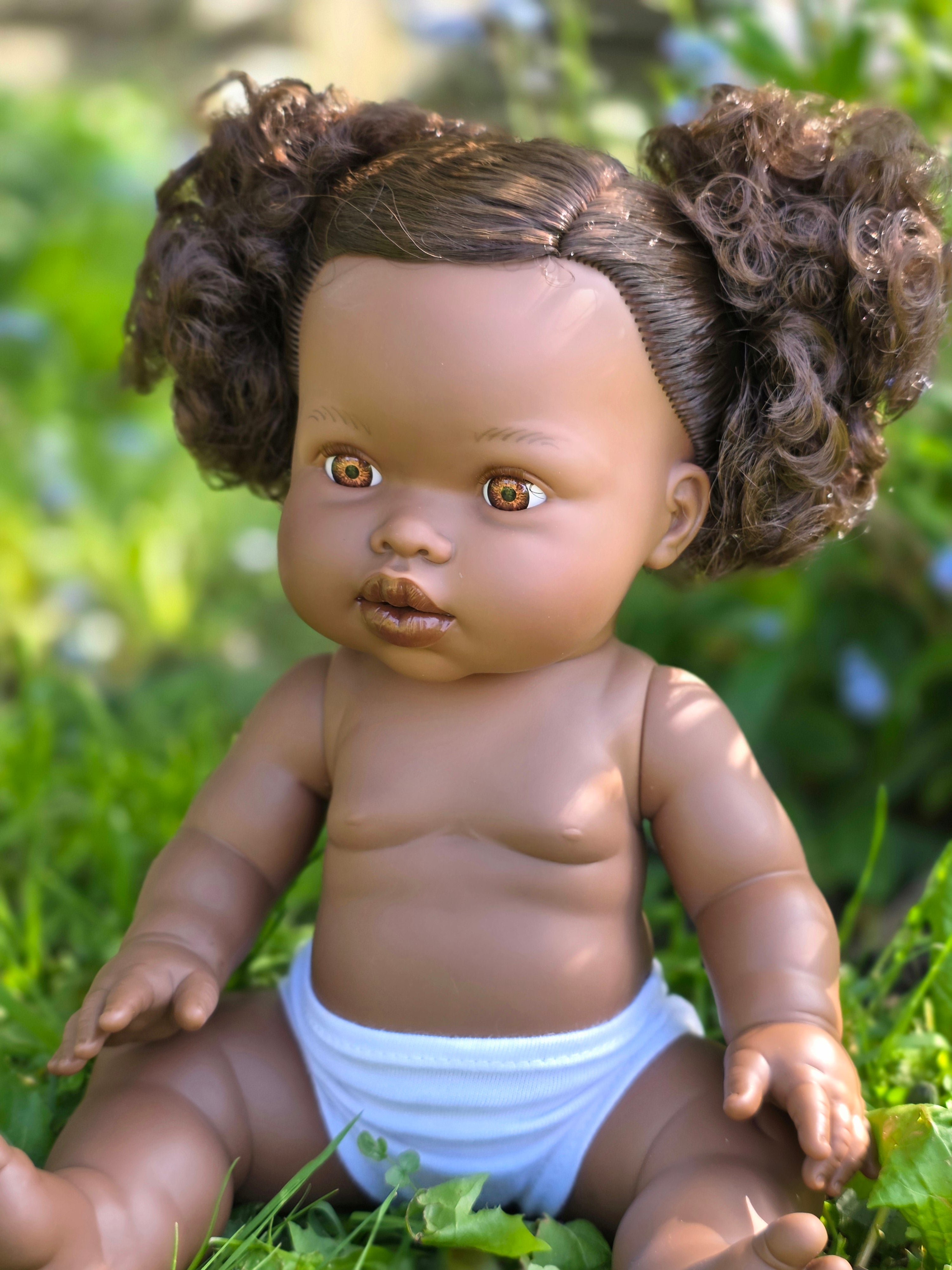Mini Colettos, Jedda (African Girl Doll with Brown Eyes & Pigtails)