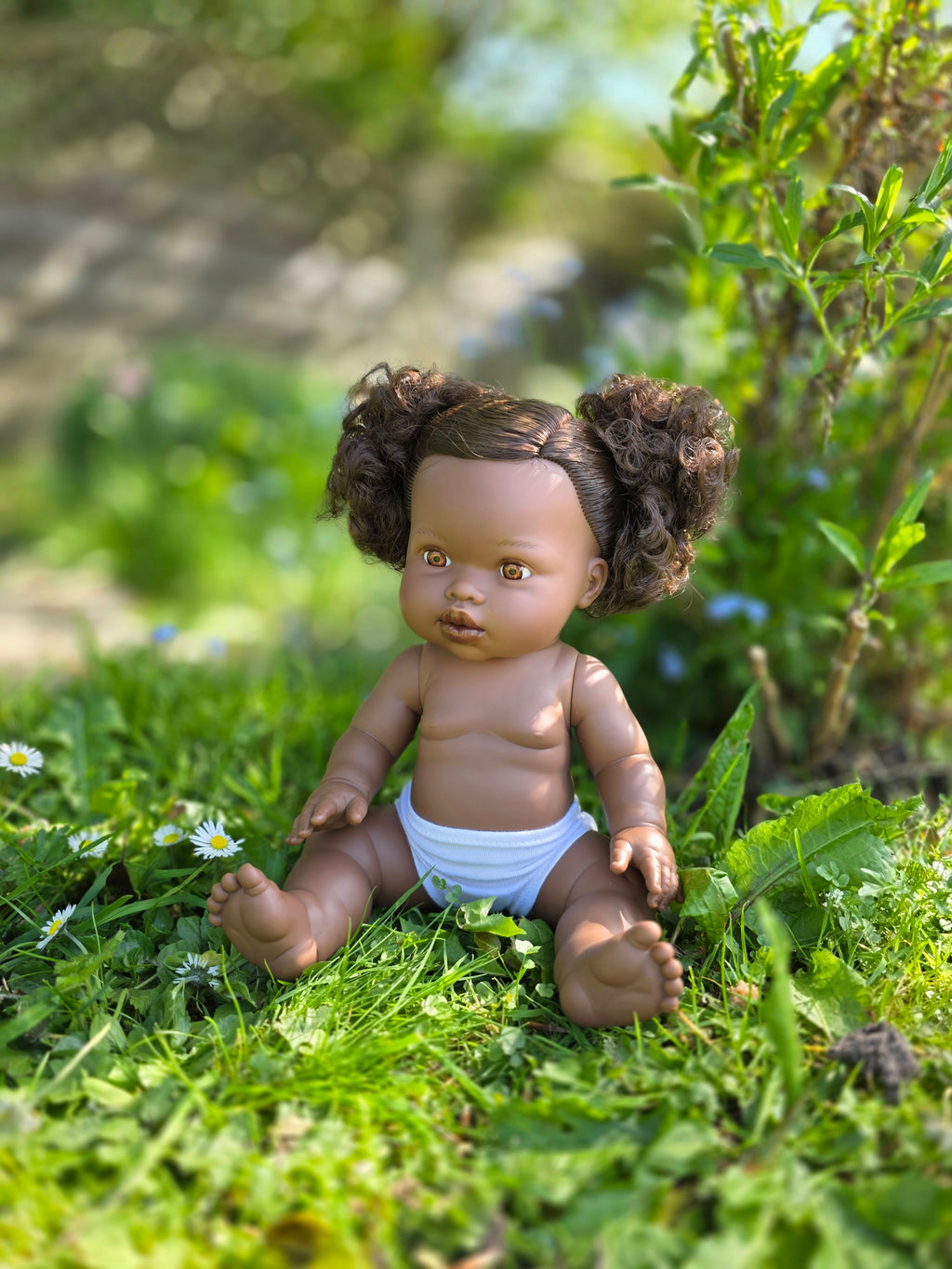 Mini Colettos, Jedda (African Girl Doll with Brown Eyes & Pigtails)