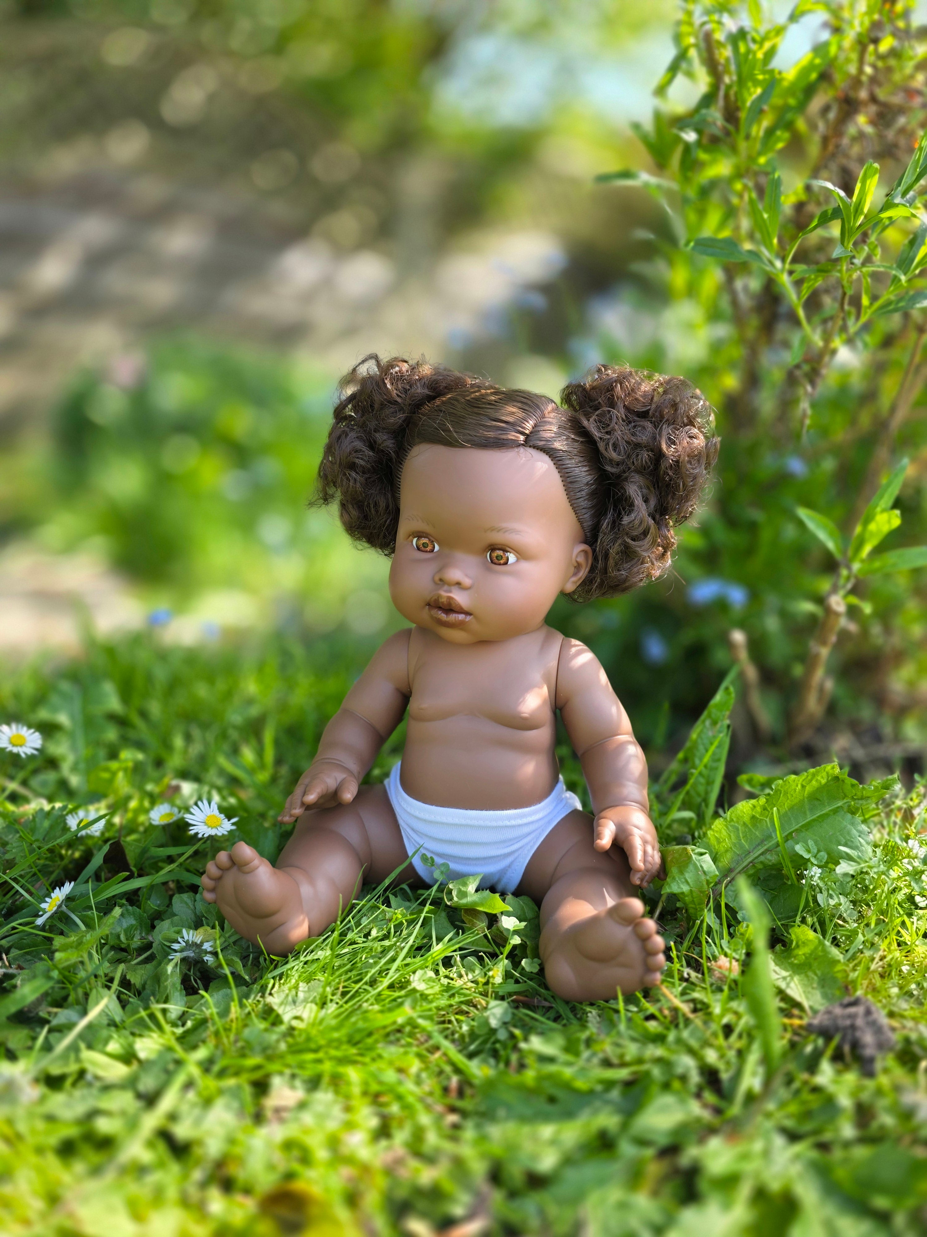 Mini Colettos, Jedda (African Girl Doll with Brown Eyes & Pigtails)