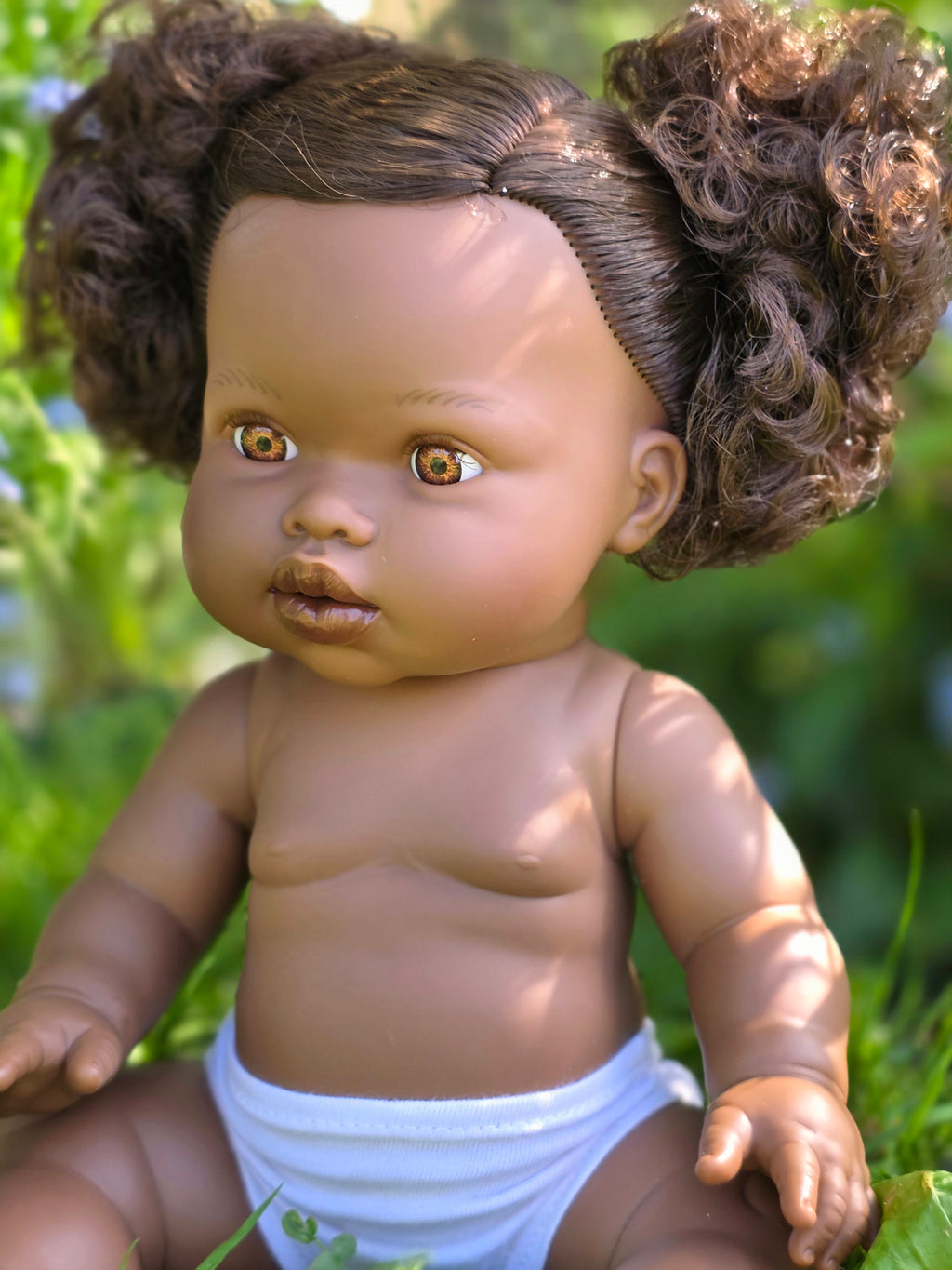 Mini Colettos, Jedda (African Girl Doll with Brown Eyes & Pigtails)