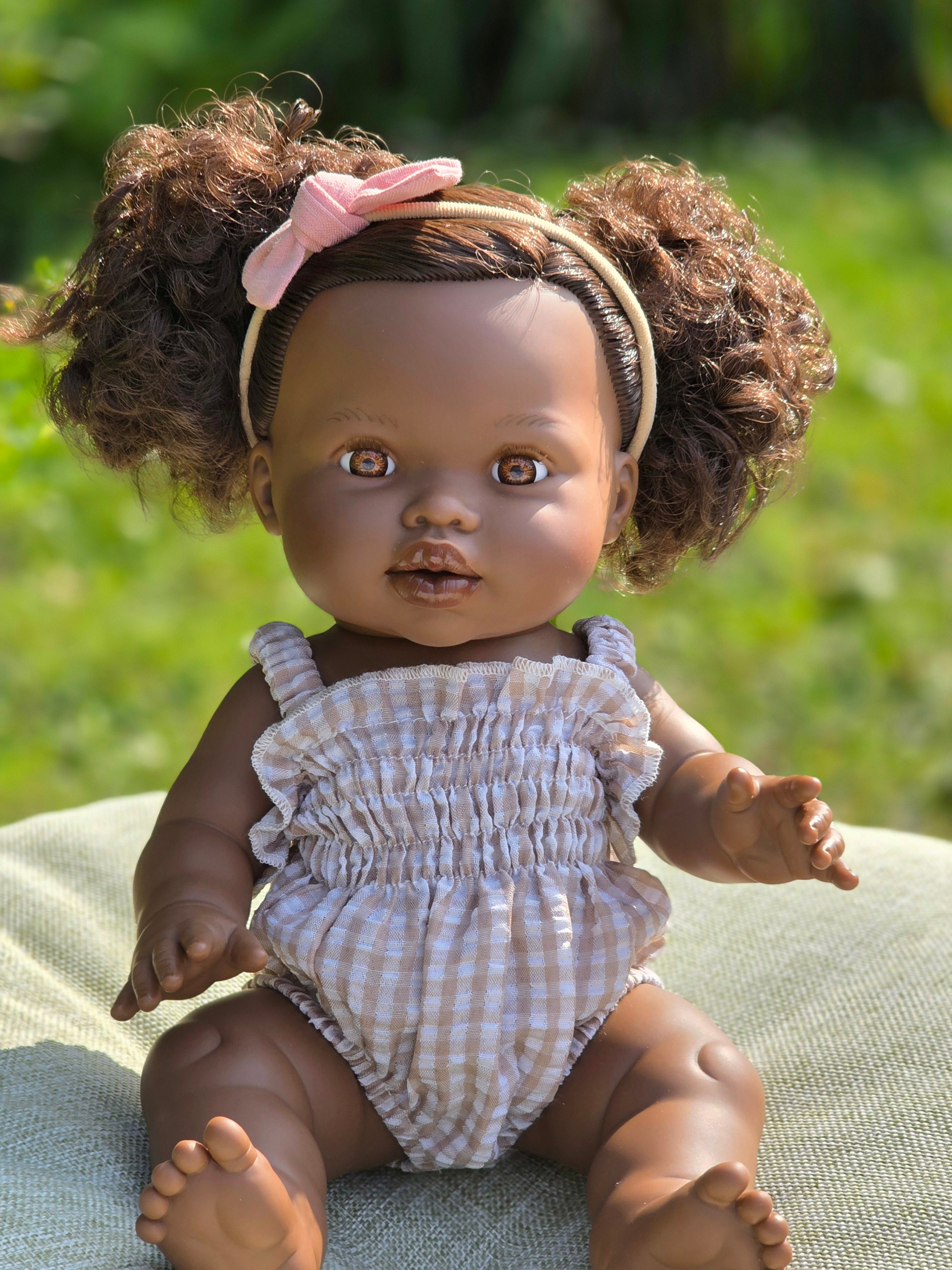 Mini Colettos, Jedda (African Girl Doll with Brown Eyes & Pigtails)
